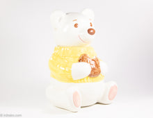 Load image into Gallery viewer, VINTAGE &quot;METLOX&quot; POPPYTRAIL SMILING WHITE TEDDY BEAR COOKIE JAR
