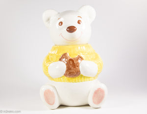VINTAGE "METLOX" POPPYTRAIL SMILING WHITE TEDDY BEAR COOKIE JAR