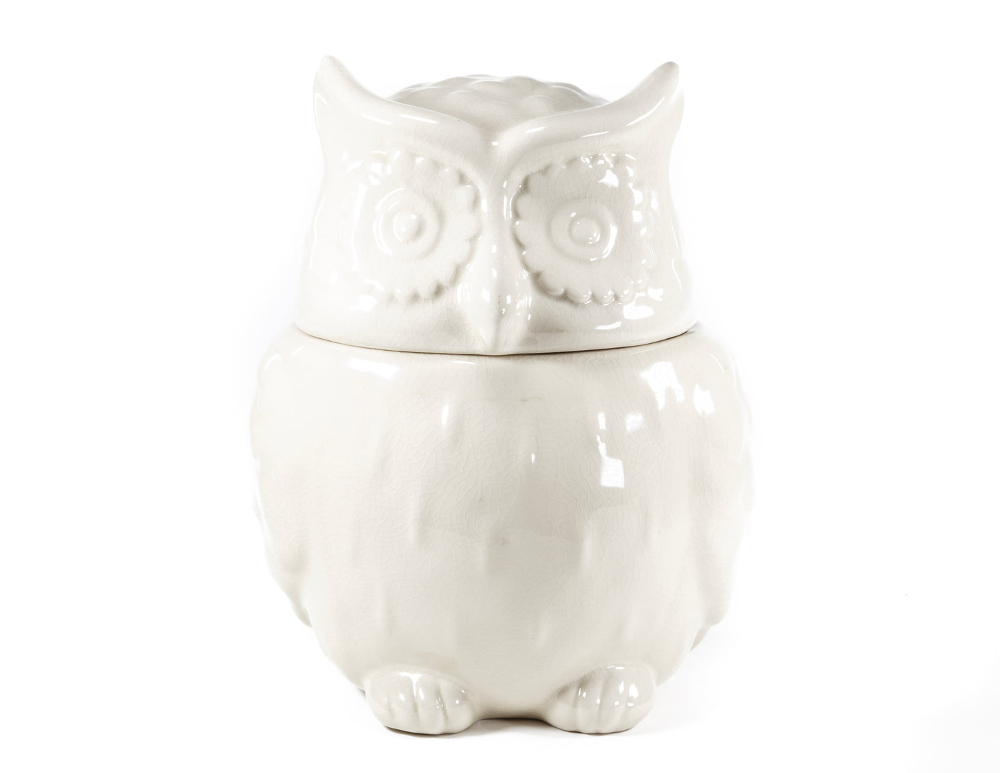 CERAMIC CREAM WHITE OWL COOKIE JAR BY THRESHOLD