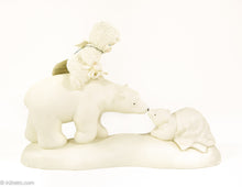 Load image into Gallery viewer, POLAR BEAR MOTHER CUB CHERUB FIGURINE/STATUE &quot;WELCOME TO THE WORLD LITTLE ONE&quot; DEPARTMENT 56 SNOWBABIES &#39;03
