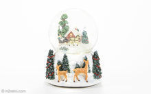 Load image into Gallery viewer, VINTAGE SNOW SCENE WIND-UP MUSICAL GLASS SNOW GLOBE &quot;SLEIGH RIDE&quot; | NEW OLD STOCK
