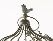 Load image into Gallery viewer, VINTAGE HANGING METAL BIRD CAGE WITH BIRD ON TOP
