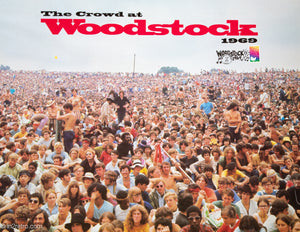 RARE WOODSTOCK 50TH 'THE CROWD' POSTER & US POSTAGE STAMP FROM BETHEL, NY POST OFFICE SHELLY RUSTEN