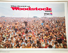 Load image into Gallery viewer, RARE WOODSTOCK 50TH &#39;THE CROWD&#39; POSTER &amp; US POSTAGE STAMP FROM BETHEL, NY POST OFFICE SHELLY RUSTEN

